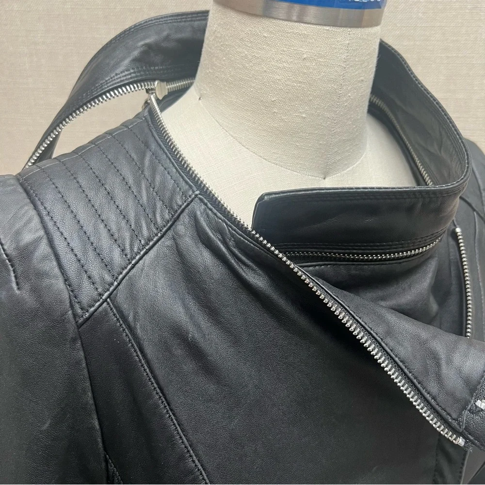 HanHou Queen Sheep Skin Leather Moto Style Jacket - Picture 7 of 15